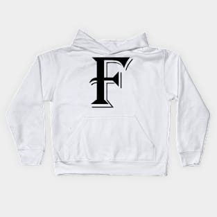 Black Letter F in vintage style Kids Hoodie